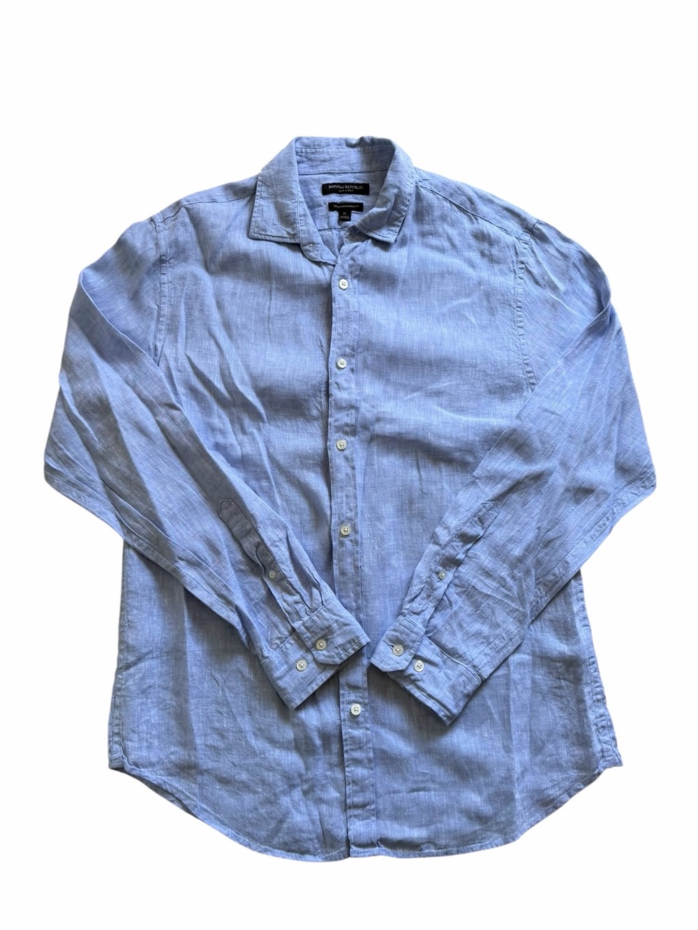 Banana Republic MensCamden Linen Button Up Shirt Size Medium Blue Summer Casual